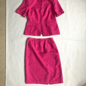 Emily Bright Pink Linen Blend Suit Size 10